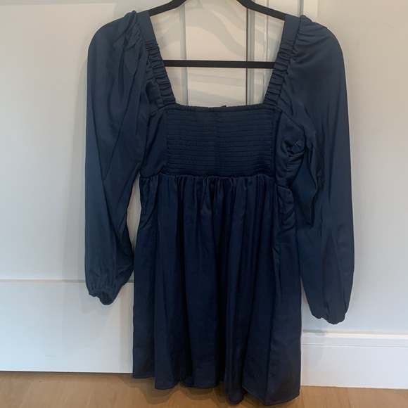 Abercrombie & fitch navy blue long sleeve Emerson mini dress square neck - Picture 5 of 6